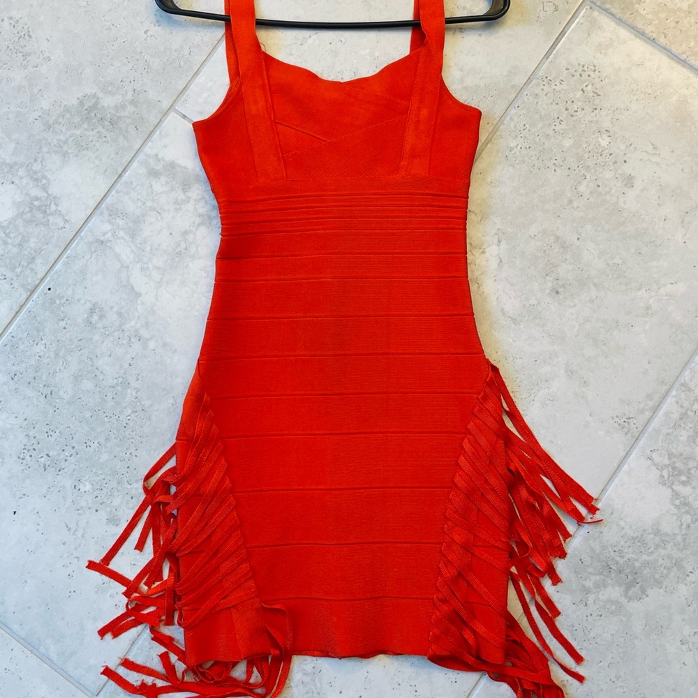 Celebrity inspired bodycon fringe dress